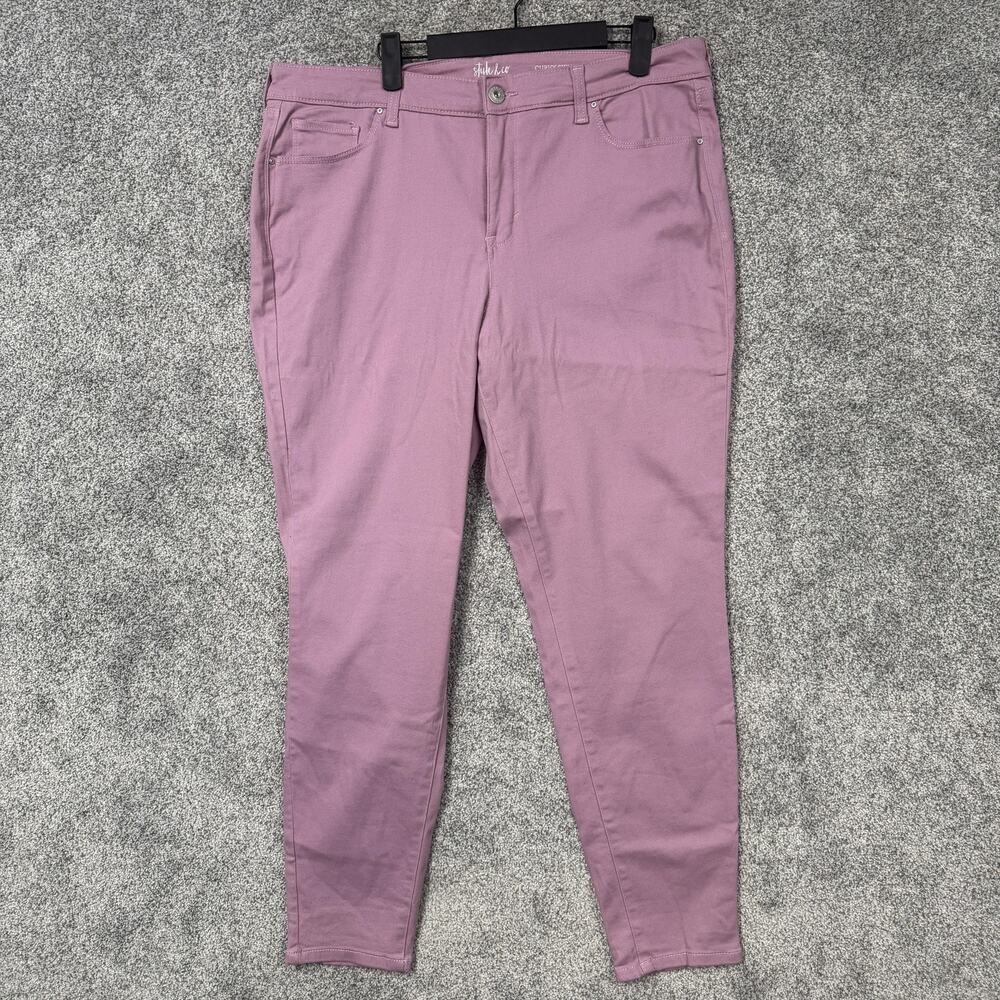 Style & Co Curvy Skinny Leg Jeans Womens 16 36x28 Purple High Rise Stretch Denim